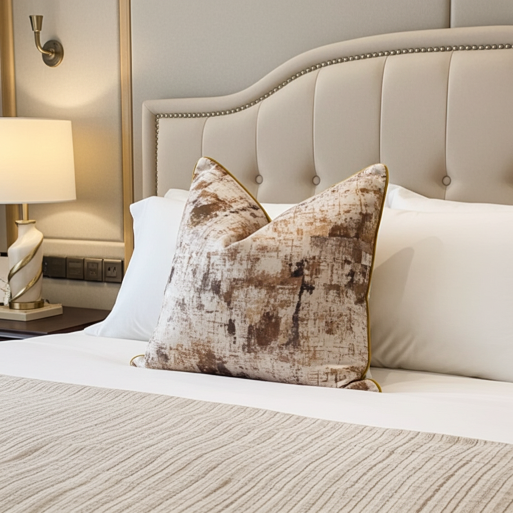 Designer scatter cushions with optional feather inners. 