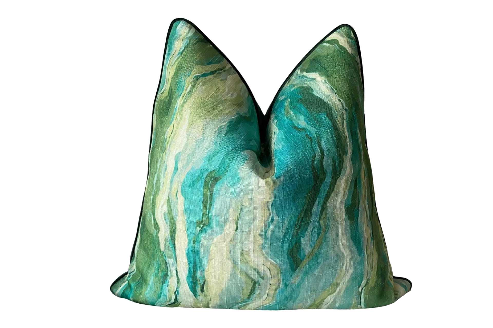 designer scatter in shades of green with piping detail. Size 60x60 scatter