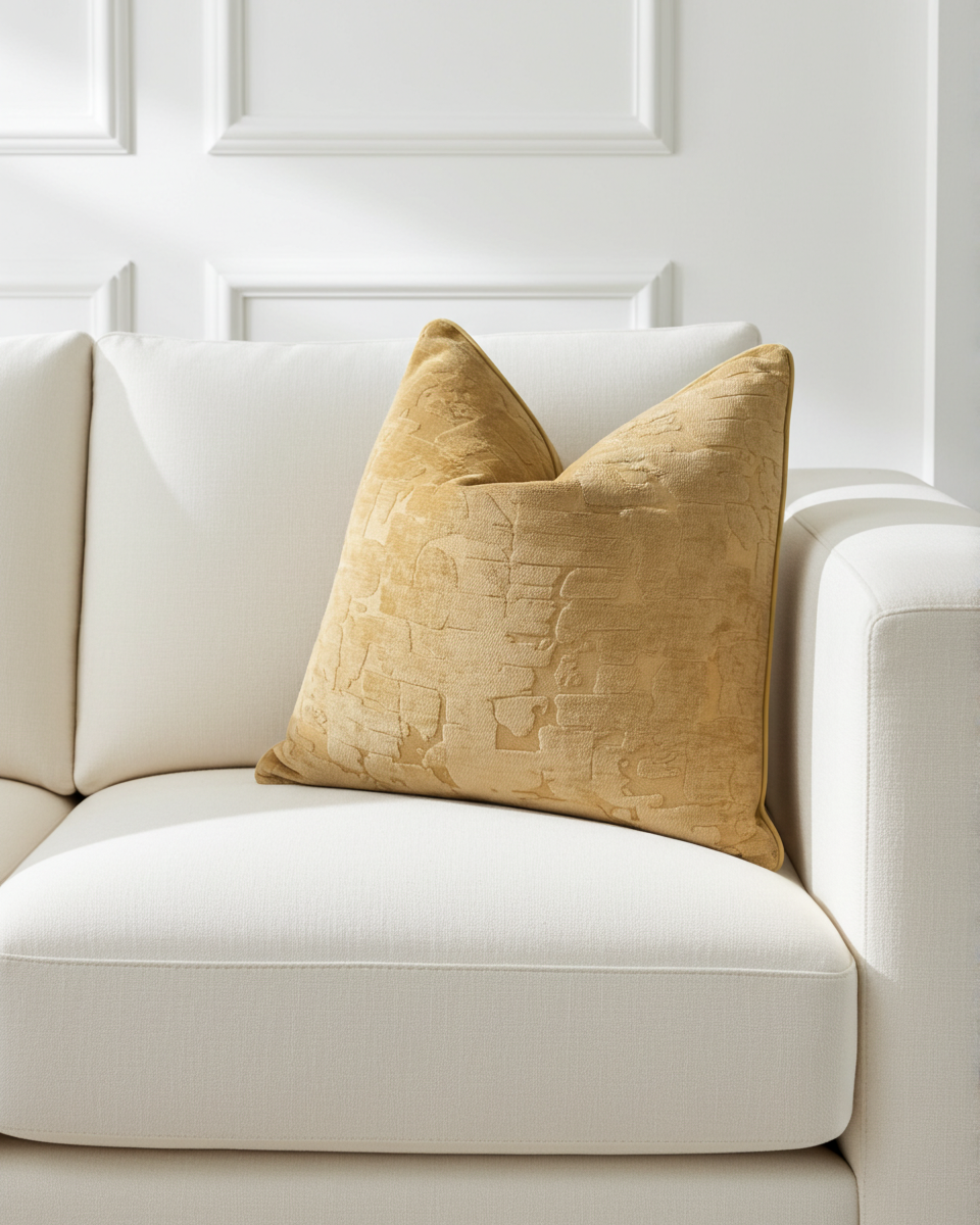 scatter cushion size 60x60 in amber luxury fabric with piping detail