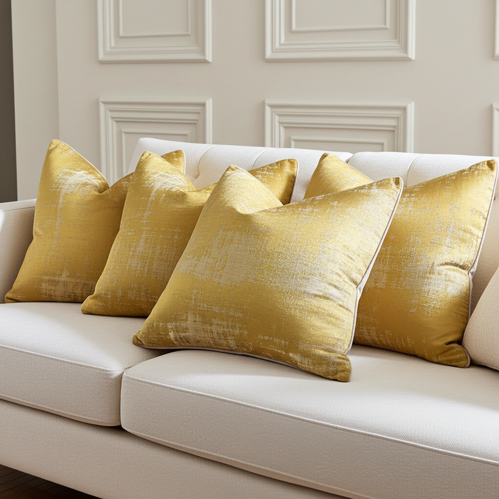 Elegant scatter cushion in luxury gold and cream fabric