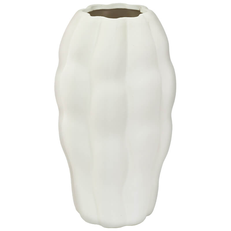 White textured vase , off white ceramic vase in large size