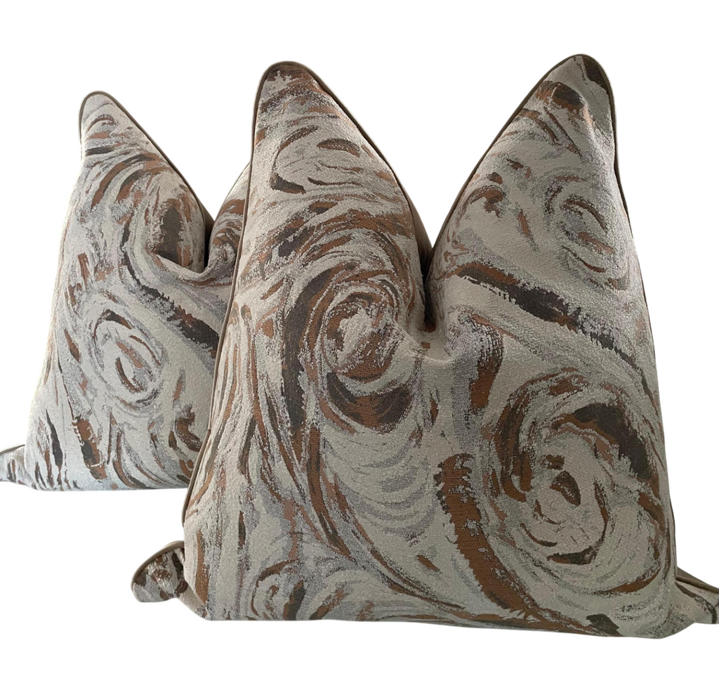 elegant scatter cushion in marbled brown and cream colour tones